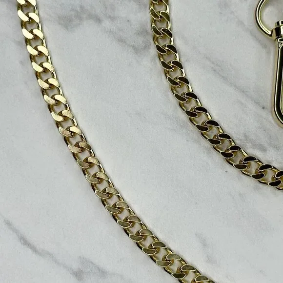 Gold Tone Flat Chain Link Purse Handbag Replacement Strap 46" ✨ - Picture 5 of 12